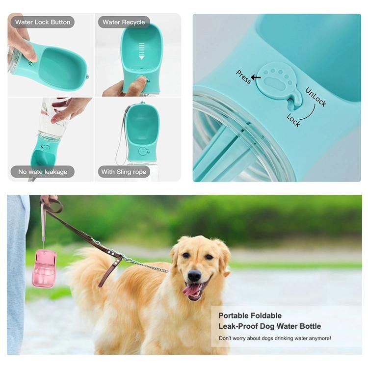 Dog Water Bottle Water Dispenser Feeder Container Portable with Drinking Cup Bowl for Outdoor Hiking Travel