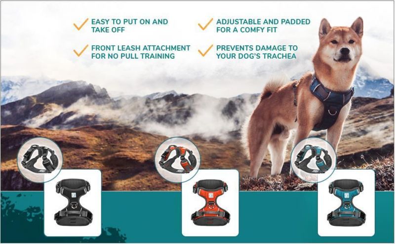 Easy on and off No Pull Training Harness with Front and Back Leash Attachments & Control Handle