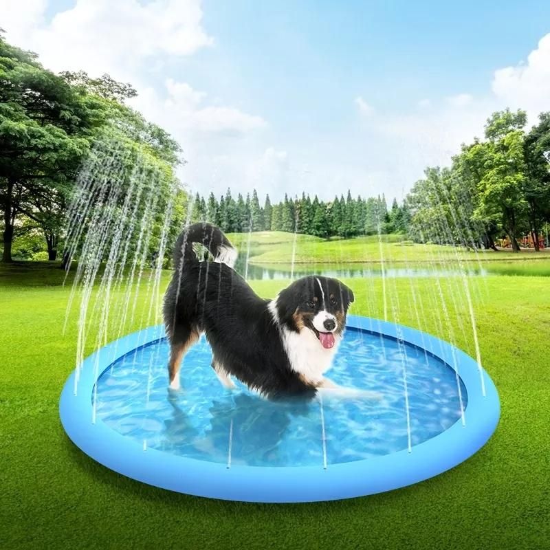 Amazon New PVC Inflatable Water Spray Mat Pad in Stock Dog Bed Water Spray Toy Pad Folding Pet Pool Wholesale