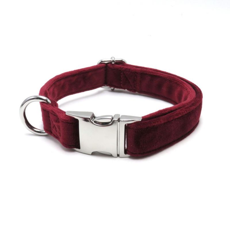 Custom Luxury Soft Adjustable Corduroy Dog Collar Velvet Rose Gold Buckle Pet Collar Dog Leash and Harness