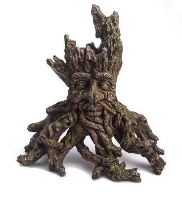 Handmade Decorative Polyresin Artificial Tree Root Carving Monster Face Decor