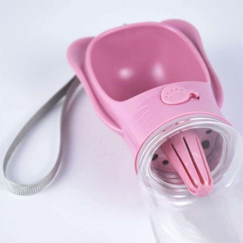 Pink Color Good Quality Pet Water Drinking Bottle with Bowl