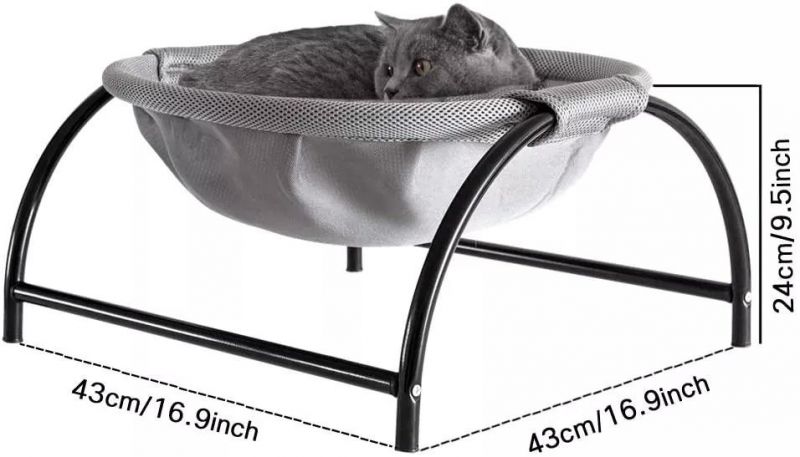 Elevated Cat Bed Pet Free-Standing Hammock Cat Breathable Hanging Nest with Detachable Cover and Heavy Duty Iron Frames