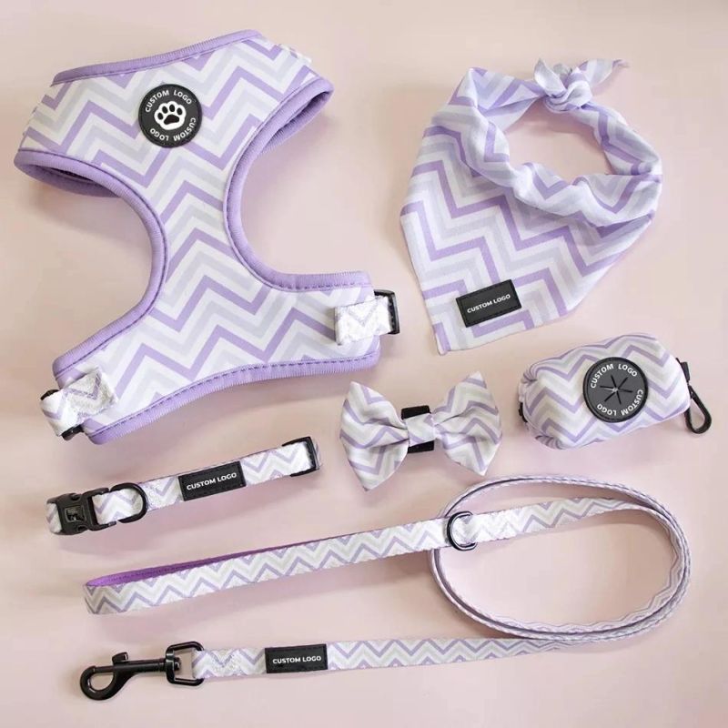 Hot Sale Neck Adjustable Sublimation Patterns Soft Neoprene Padding Dog Harness Collar Lead