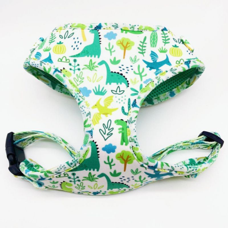 Pattern Luxury Printed Mesh Reversible Dog Collar Leash Bandana Dog Harness Set