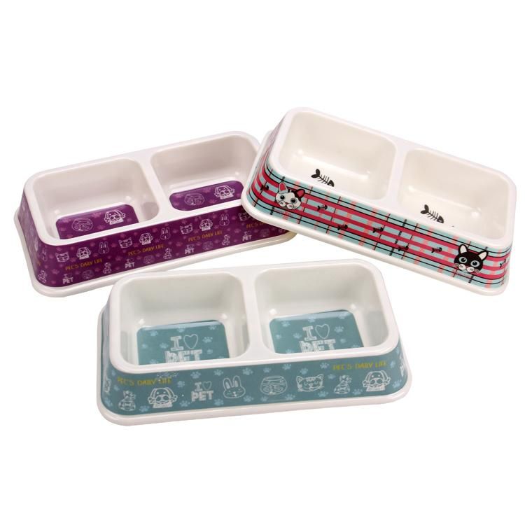 Wholesale Price Factory Customized Double Square Melamine Dog&Cat Pet Bowl