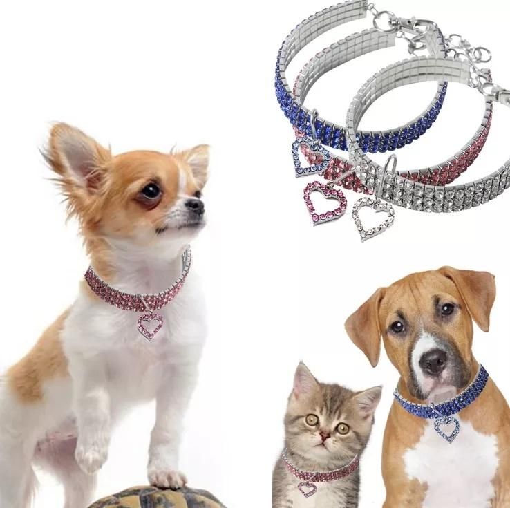 Wholesale Crystal Elastic Bright Necklace with Pendant Popular Pet Collar Dog Jewelry