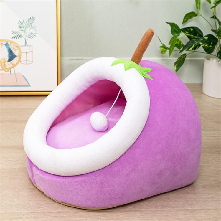 Pineapple Eggplant Peach Kiwi Fruit Apple Pet Bed Cat House Warmer Soft Comfortable Cute Pet Cave Bed Sleeping Bag for Cat