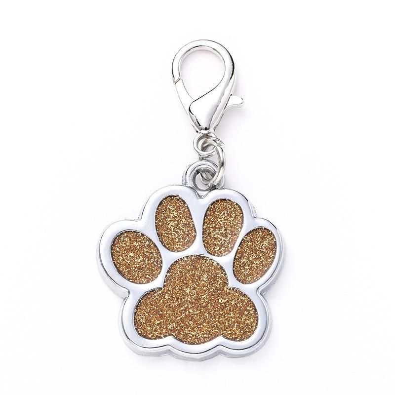 Animal Dog Cat Paw Print Charms Pendants Crystal Beads Glitter Footprint for Dog Tag Fit Pet Collar Necklace Pendant Chain