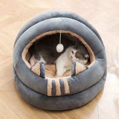 Wholesale Luxury Soft Folding Cave House Shape Pet Cat Bed