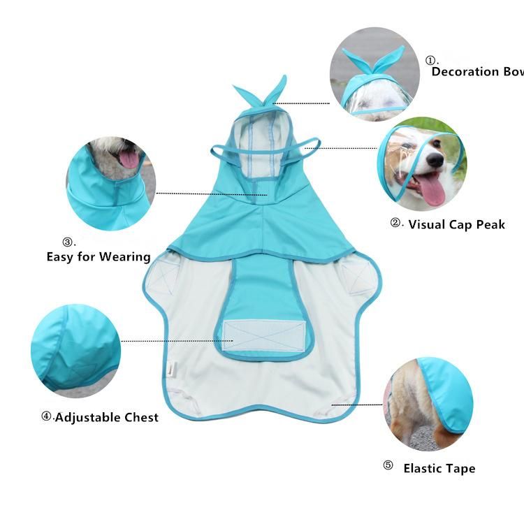 Dog Raincoat Gear Hooded Slicker Waterproof Packable Rain Coat Poncho for Dogs Pet