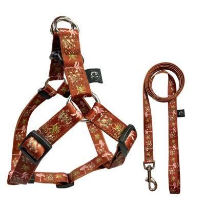 Wholesale Colorful Adjustable Luxury Soft Polyester Pet Cat Dog Harness and Leash Set