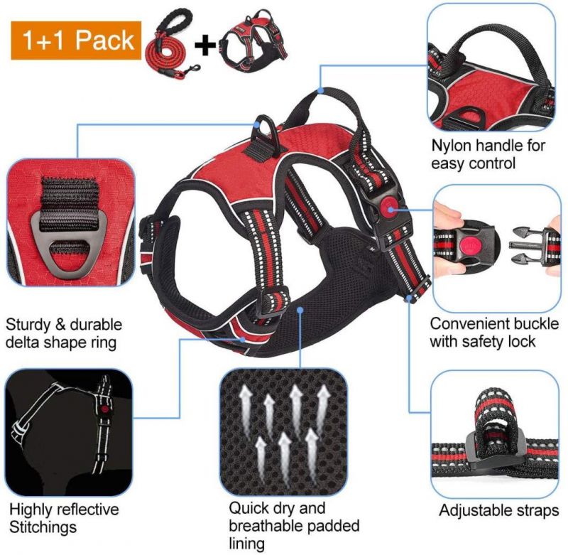 No Pull Dog Harness Adjustable Reflective Oxford Easy Control Dog Harness
