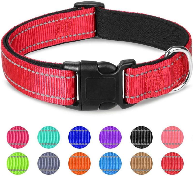 Soft Neoprene Padded Breathable Nylon Pet Collar with Adjustable Size