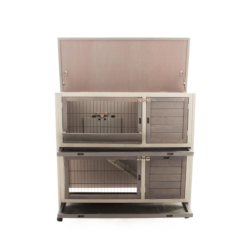 Wooden Double Layer Dog Cage Pet Room with Wheels Is Breathable and Rainproof