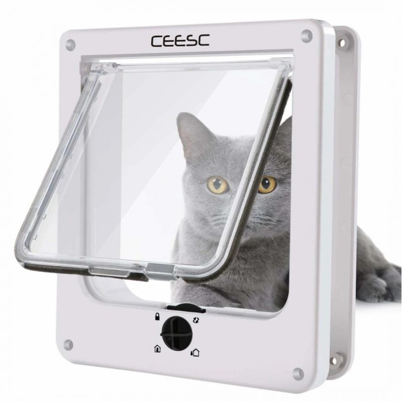 in Stock OEM ODM Pets Products Magnetic Pet Door with 4 Way Locking Cat Doors Flap