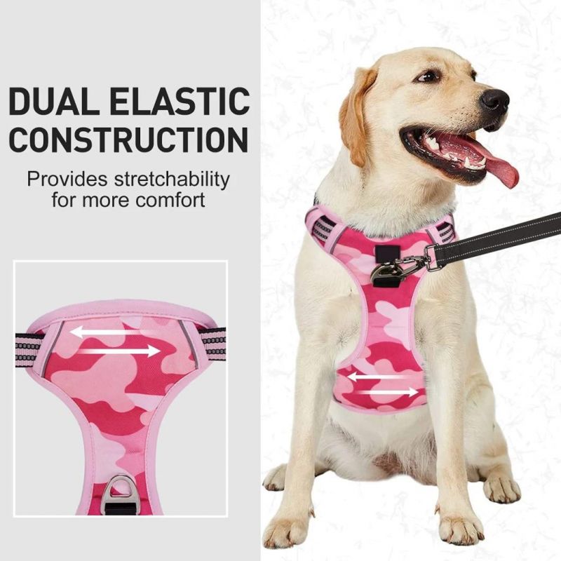 Adjustable Easy Control Dog Harness with Handle 2 Metal Rings - Durable Reflective