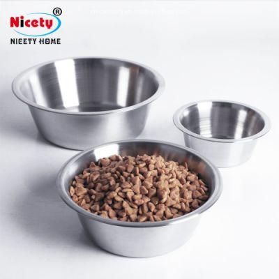 SUS 201 Dog Food Bowl Dish Pet Supplies Drinking Bowl Feeding Plate Stainless Steel Pet Bowl