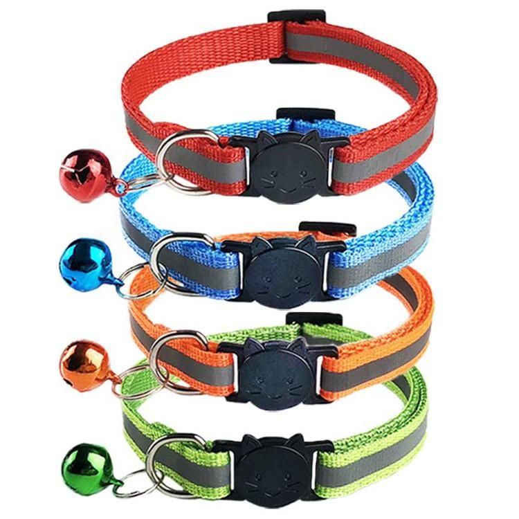 Adjustable Nylon Reflective Cat Dog Collar with Bell