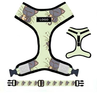 2021 Popular Factory OEM Custom Logo Customized Pattern Adjustable Soft Mesh Padded Reversible Dog Harness