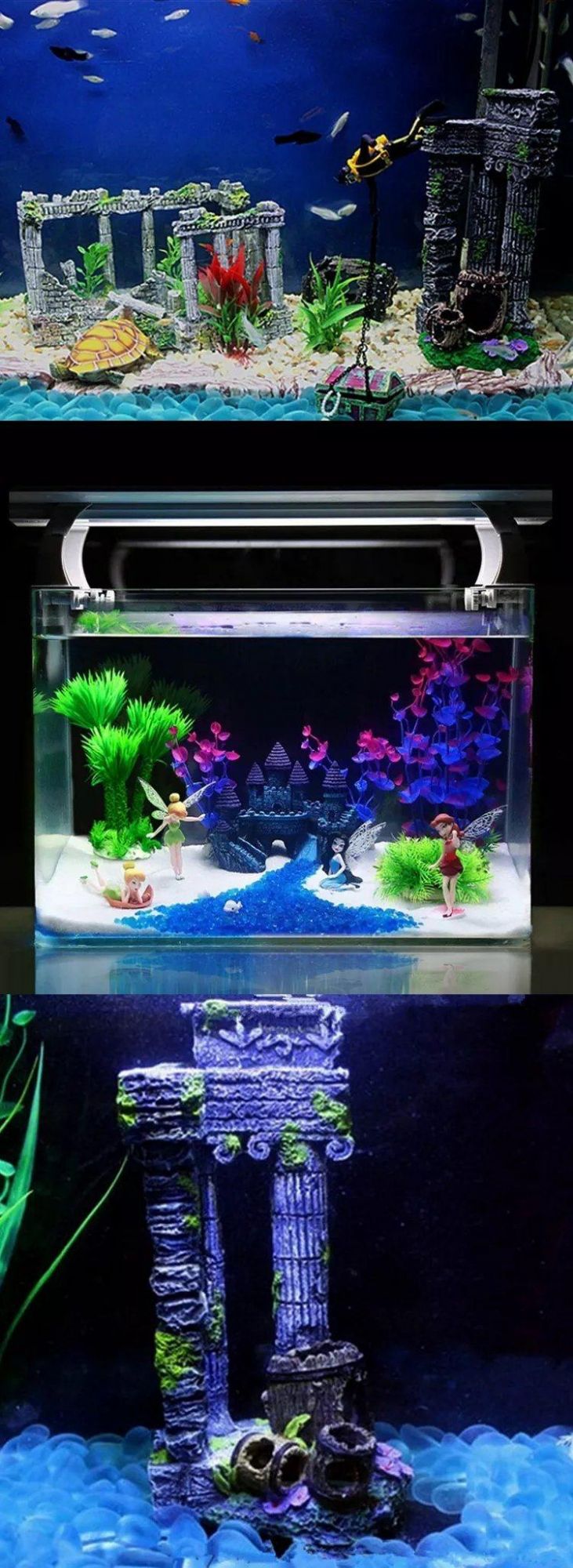 Resin Aquarium Decoration Castle Artificial Ancient Castle and Damaged Roman Columns