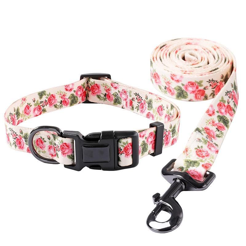 Free Design OEM Pet Products Sublimation Neoprene Adjustable Dog Leash and Collar