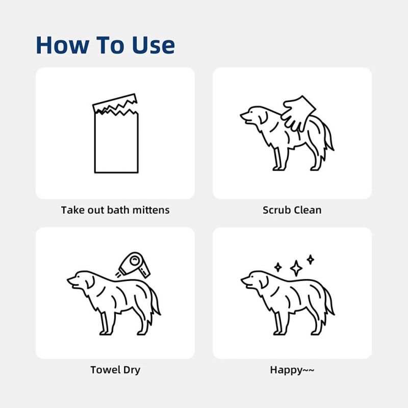 Factory Pets Shampoo Dogs and Cats Disposable Spunlace Fabric Bath Gloves Wipes for Dogs and Cats