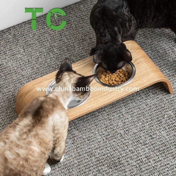 Factory Wholesale Wood Pet Feeder Wooden Elevated Stand Raised Stand Pet Feeder Bamboo Cat Dog Bowls Elevated Pet Feeder