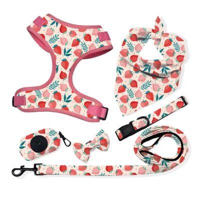 Neck Adjustable Sublimation Patterns Soft Neoprene Padding Dog Harness Collar Lead