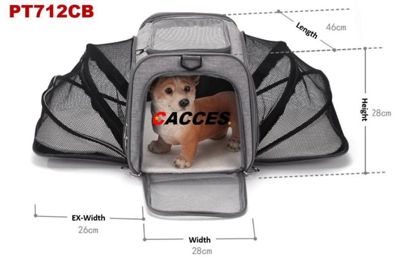 Pet Carrier for Cat,Puppy,Portable 2-Sides Expandable Airline Approved Cat Carrier Travel Friendly Foldable Soft Velvet Bed Cushion Hand Carry W/ Shoulder Strap