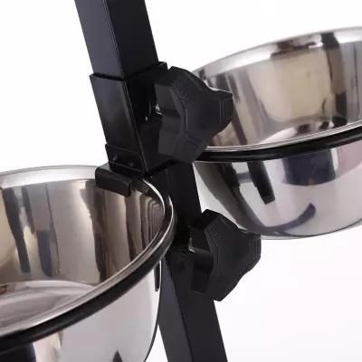 Factory Custom Dog Bowls Stainless Steel Double Pet Dog Bowls Adjustable Height Stand Feeding Station
