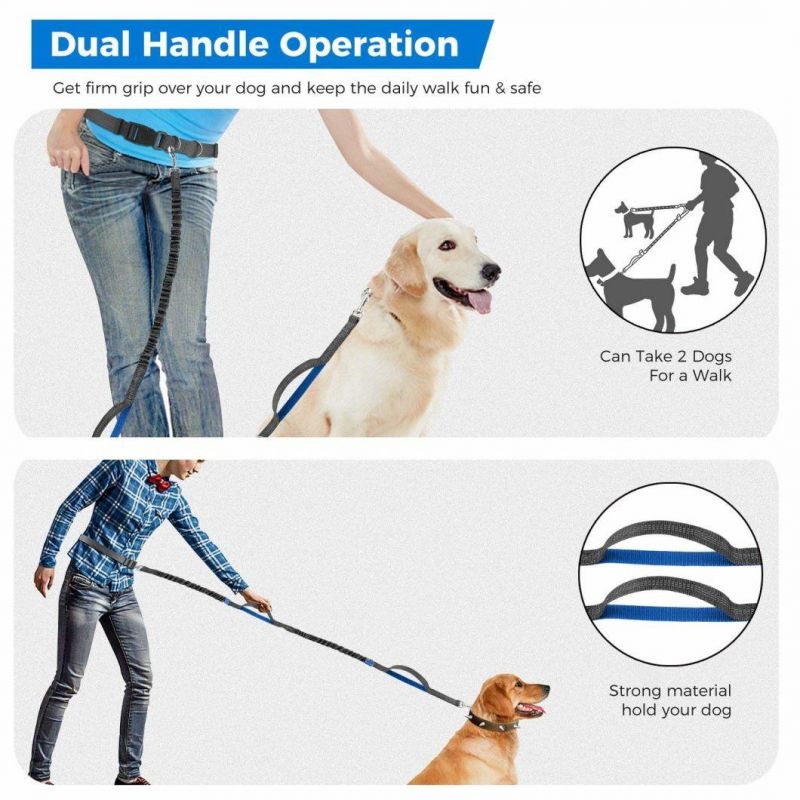 Dog Leash, 4/6 Foot Long Hands Free Leashes Dual Handle Control Leash Dog Adjustable Waist Belt Reflective Pet Leash Running, Walking, Jogging