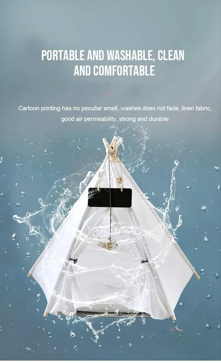 Wholesale Foldable Cotton Fabric Pet Teepee Dog Tent Factory Price Five Sticks Wholesale Pet Bed Dog Teepee Tent