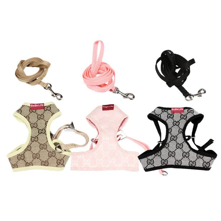 Customized Line Design Pattern Reversible Pet Dog Harness Leash Collar with Adjustable Accessories for Walking The Dog