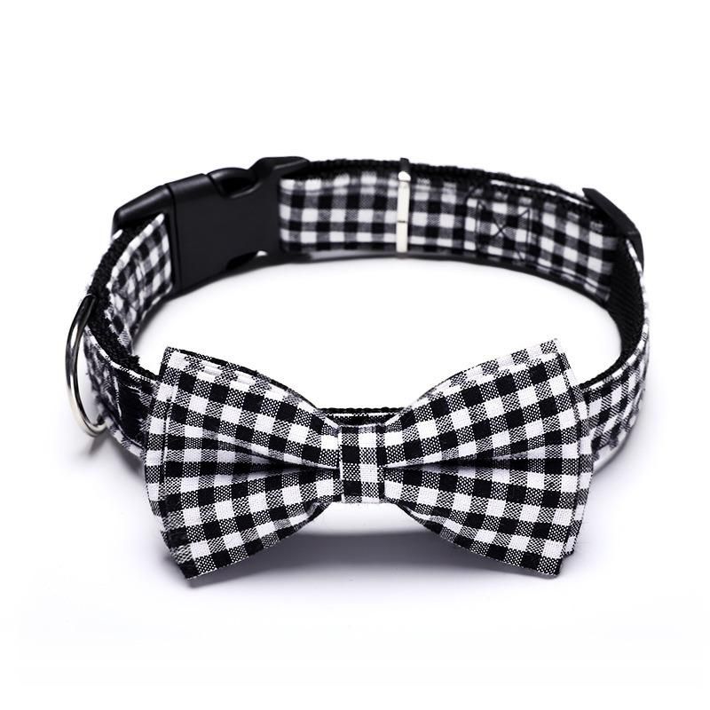 with Safety Locked Buckle, Bow-Tie Plaid Style Adjustable Custom Pet Cat Dog Collar//