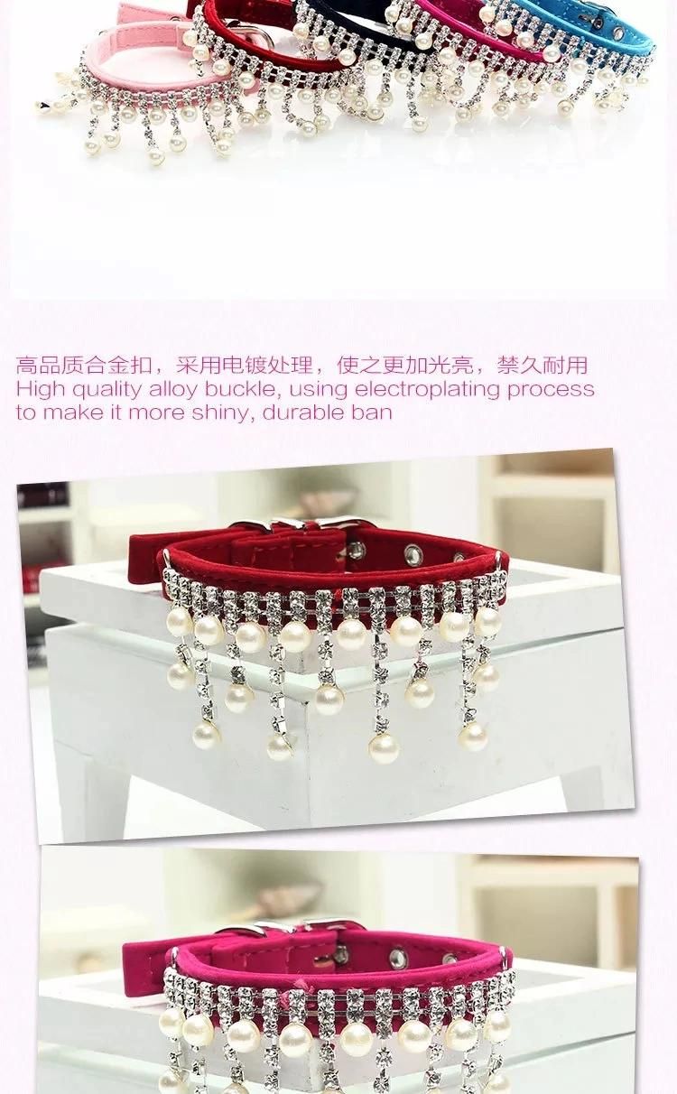 Fashion Velvet Luxury Jewel Diamante Dog Collar Pet Cat Collar Necklace Accessories Wholesale