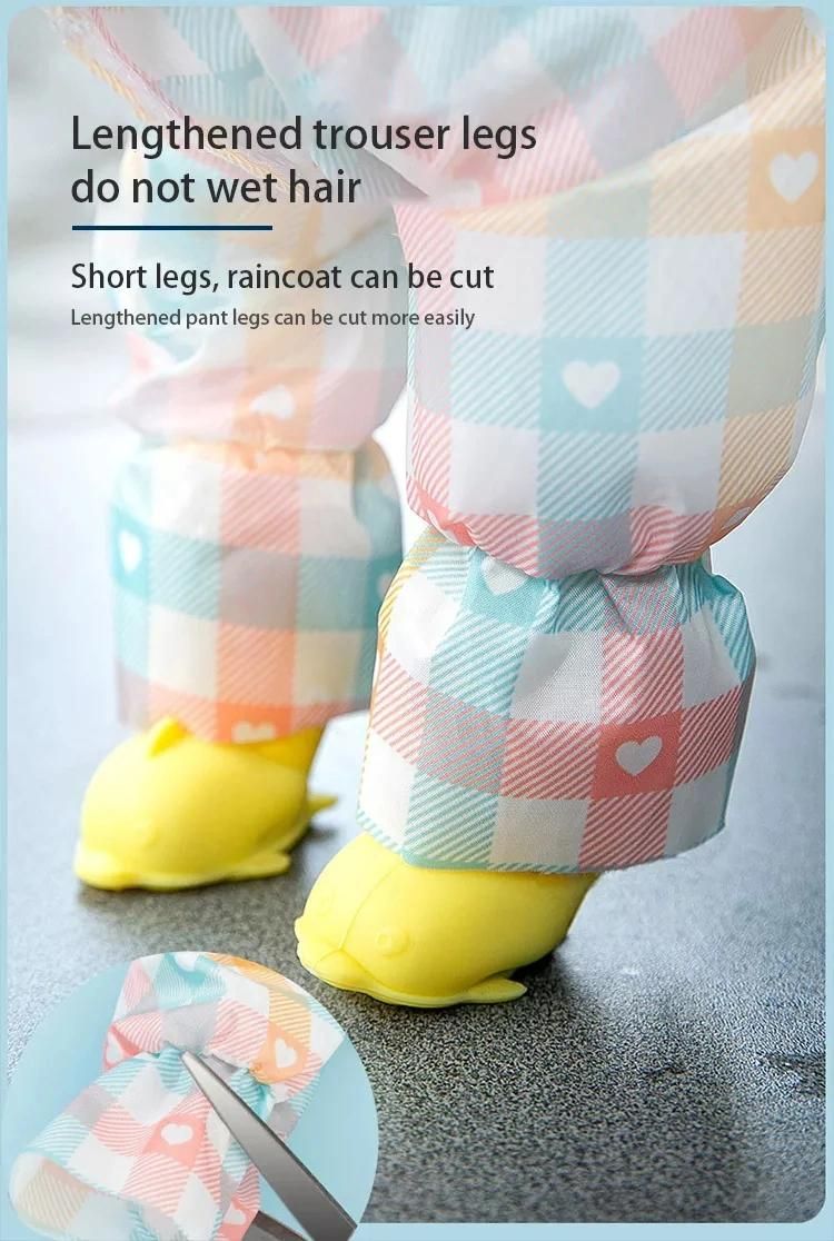 Small Dog Raincoat Small Dog Four-Legged Raincoat Fashion Checker Reflective Strip Dog Clothes