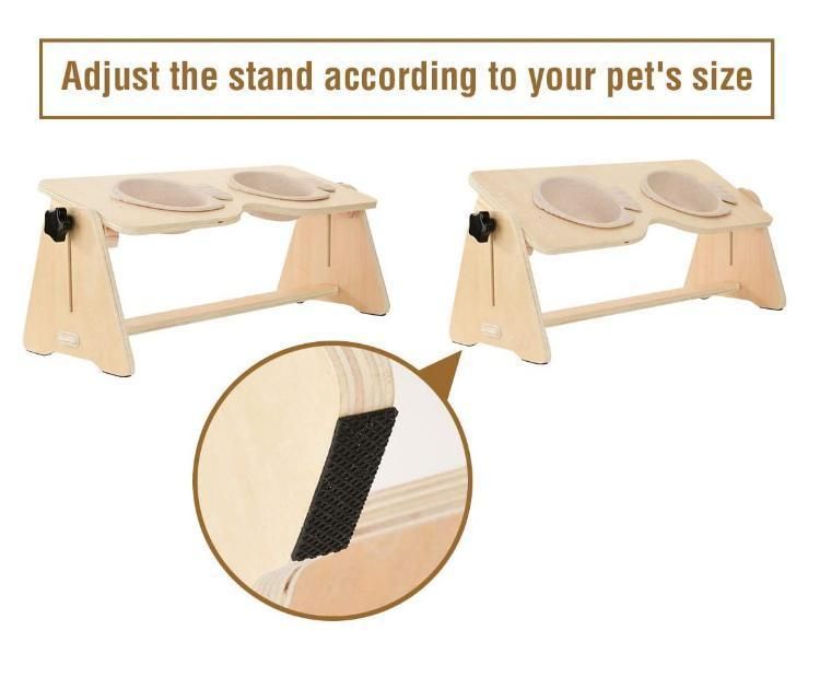 Wooden Pet Bowl Stand Wooden Dog Bowl Stand Double Bowl Bamboo Bowl Stand Cat Bowl Stand Wooden Pet Feeding Bowl Stand