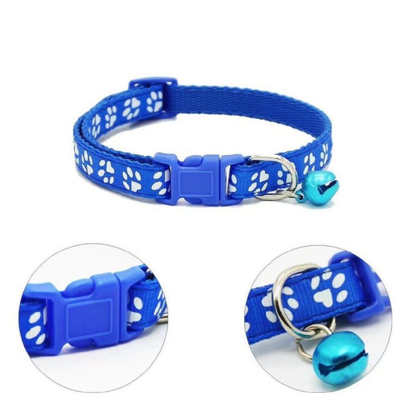 New Cute Bell Collar for Pet Cartoon Footprint Collars Leads Cat Accessories