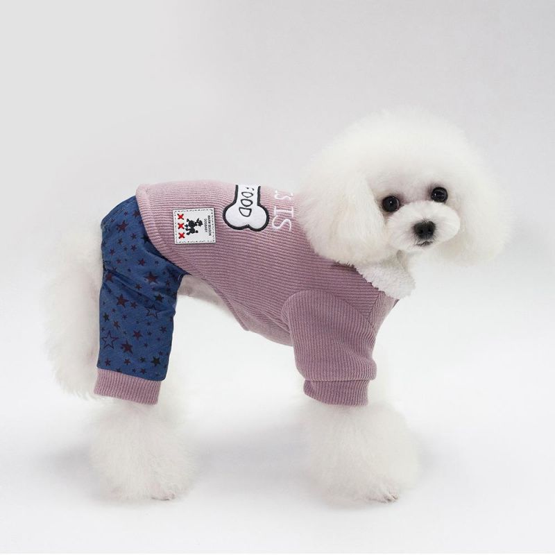 Pet Clothes Cat Teddy Dog Clothes Autumn/Winter New Pet Clothing Thickened 18-Bone Four-Legged Cotton-Padded Clothes