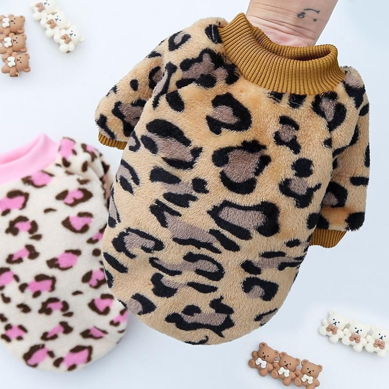 Fashion Leoopard Fleece Warm Coat Dog Accessories Apparel Pet Clothes