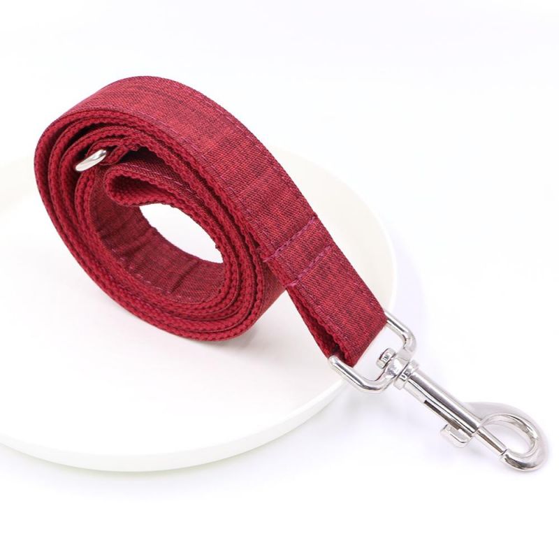 New Design Cotton Webbing Beautiful Adjustable Quality Pure Red Color Luxury Dog Collars Pet Collars Leashes