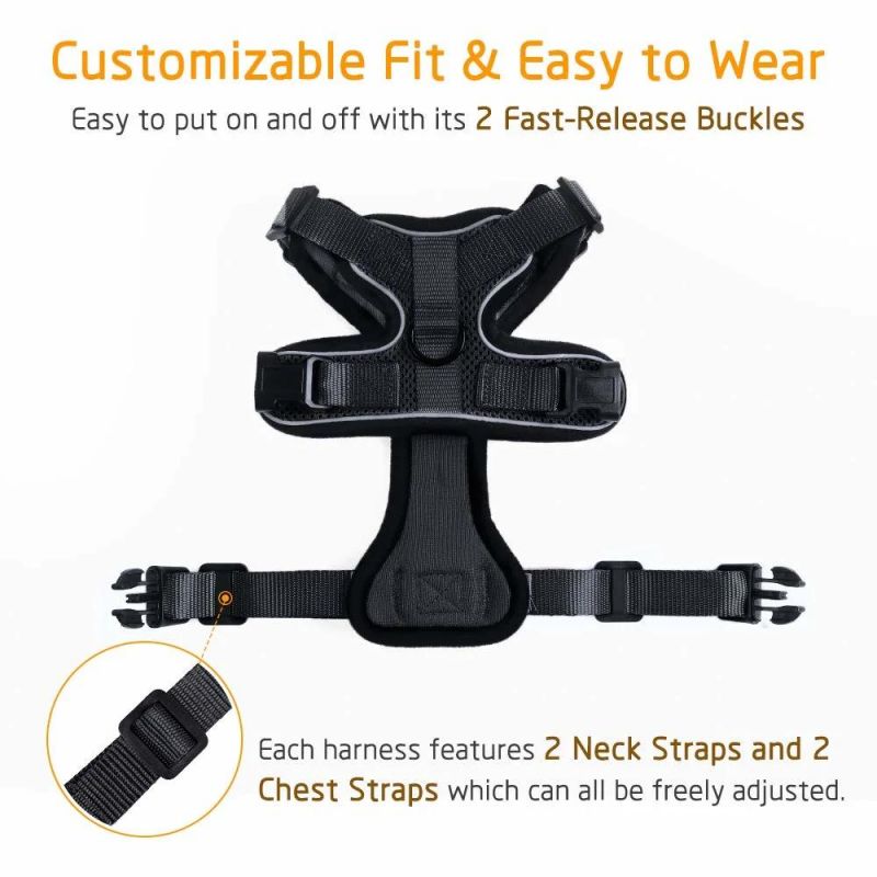 Escape Proof Adjustable Soft Mesh Cat Harness Vest and Leash Set with Reflective Strips