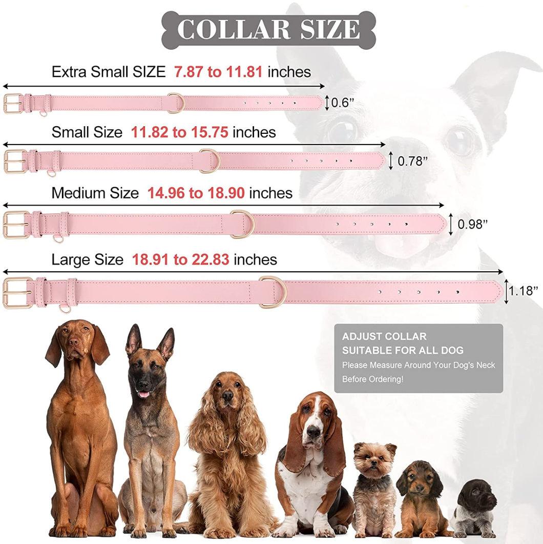 Adjustable Soft Breathable Leather Padded Puppy Collar with Alloy Buckle