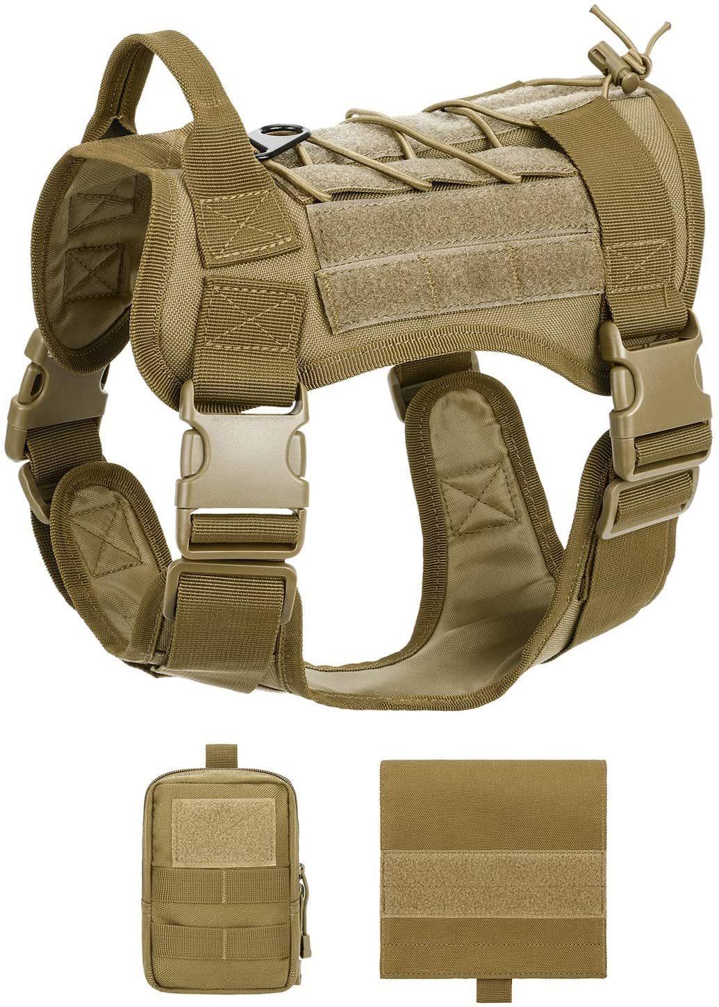Adjustable Nylon Dog Vest with Handle and Detachable Pouches