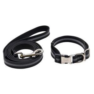 Dog Collar and Leash Set Black M