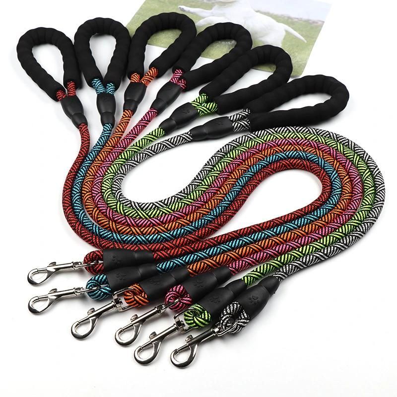 Rope Dog Leash Braided Nylon Heavy Duty Strong Durable Multi-Colored Dog Leash Rope