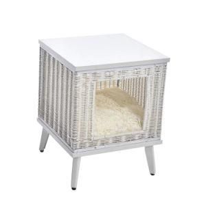 Renel Hot Selling Environmental Friendly Pure Handmade PE Rattan White Cat Dog House