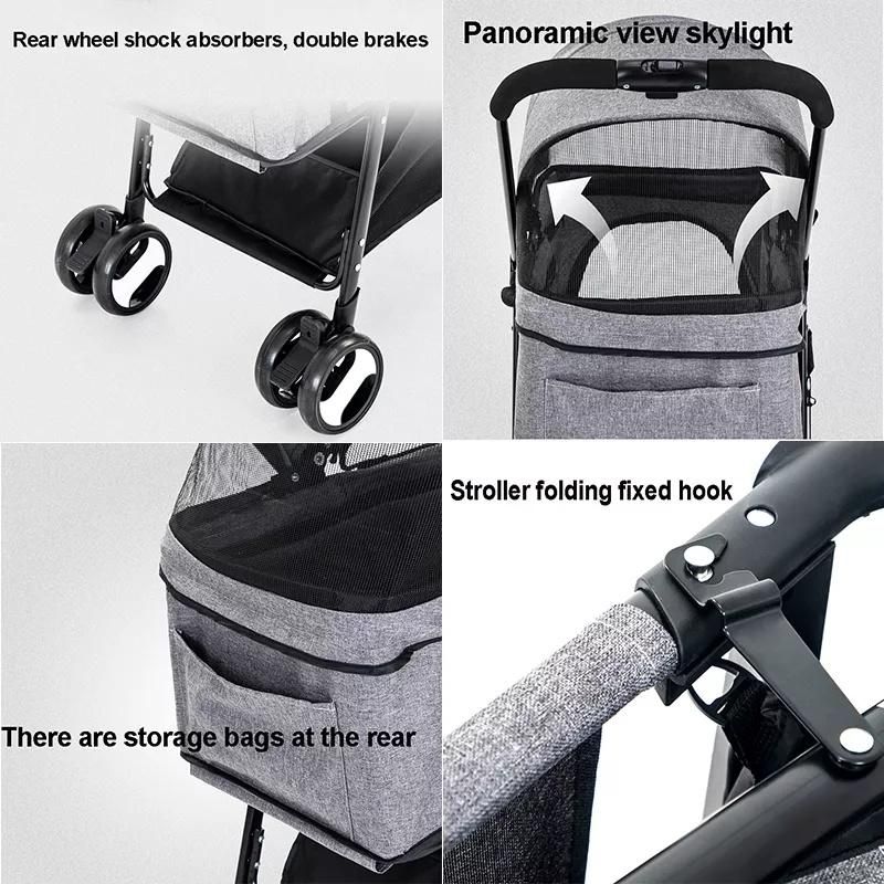 2 in 1 Separate Pet Stroller and Pet Carrier Four-Wheel Shock One Hand Fold up Pet Stroller