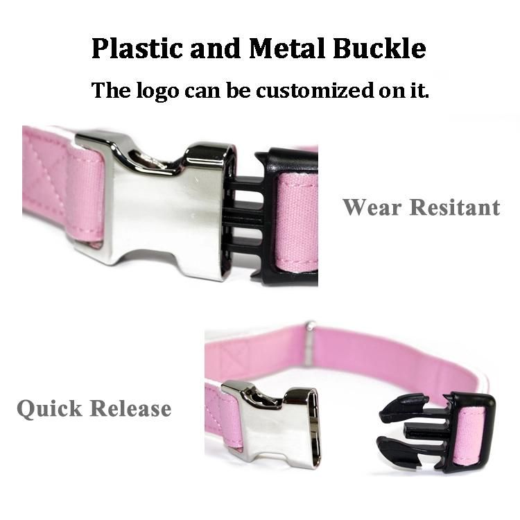 Wholesale Personalized Adjustable Luxury Custom Fashion Cotton Metal Buckle Dog Collar and Leash Set
